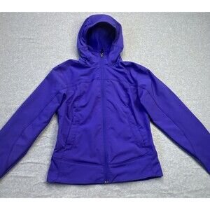 Marmot Womens Hooded Full Zip Up Rain Jacket Size Small Purple Soft Shell Coat